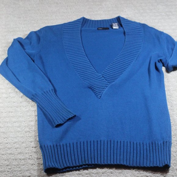 Moda International Size S Teal Deep V Neck Sweater - Picture 2 of 6